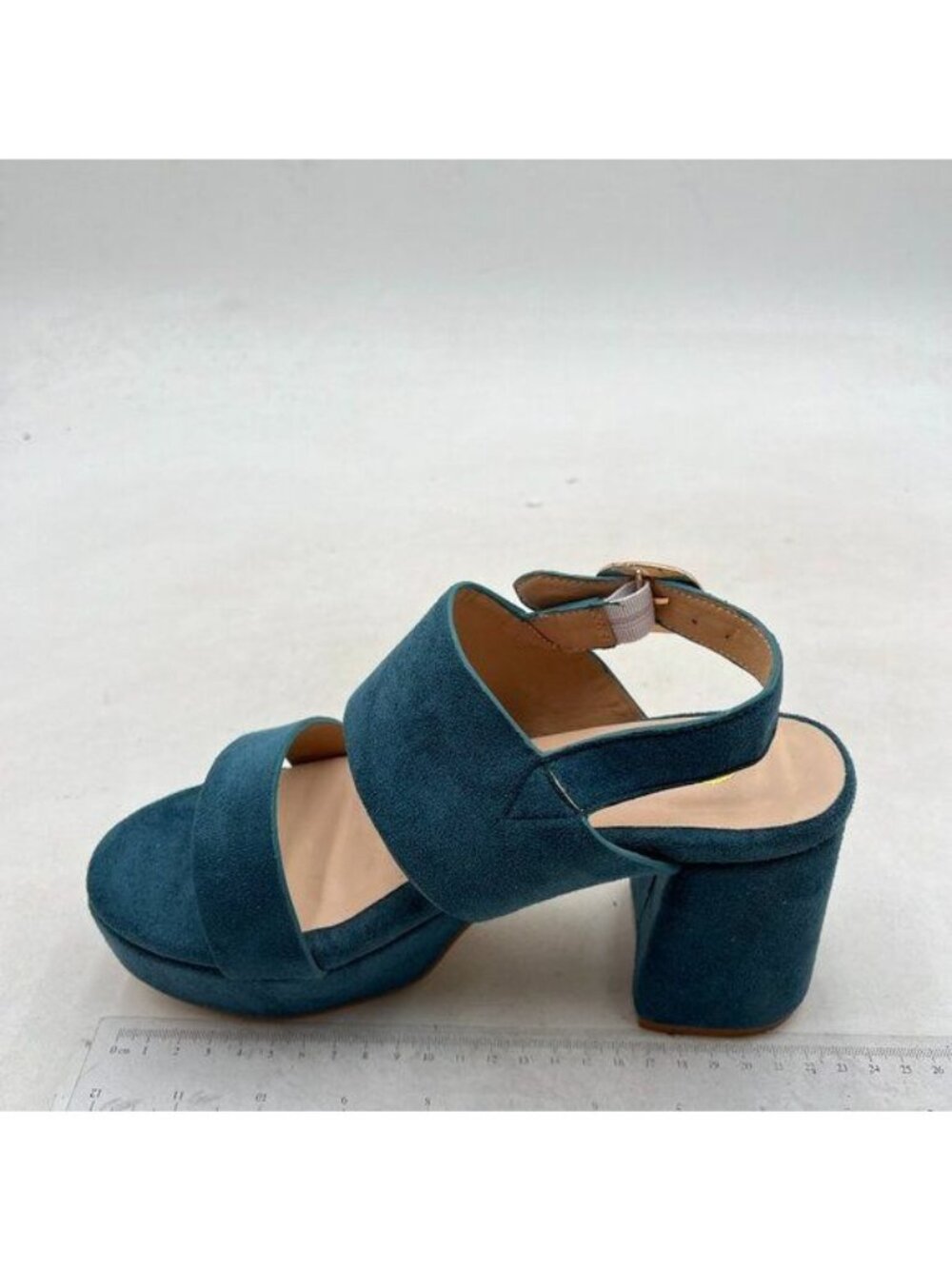 Women's Platform Heel Sandal Open Toe Blue Suede Sandals Shoes